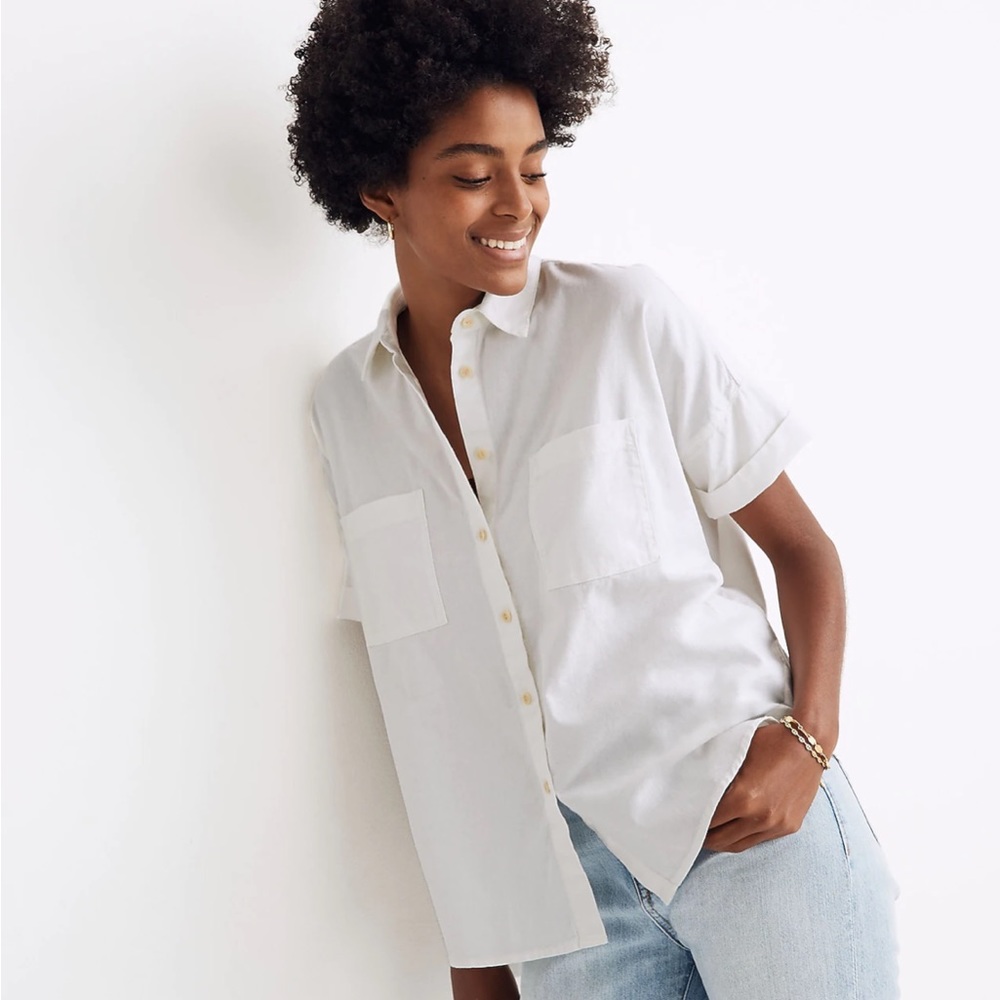 SOLD Madewell White Cotton Courier Shirt Small